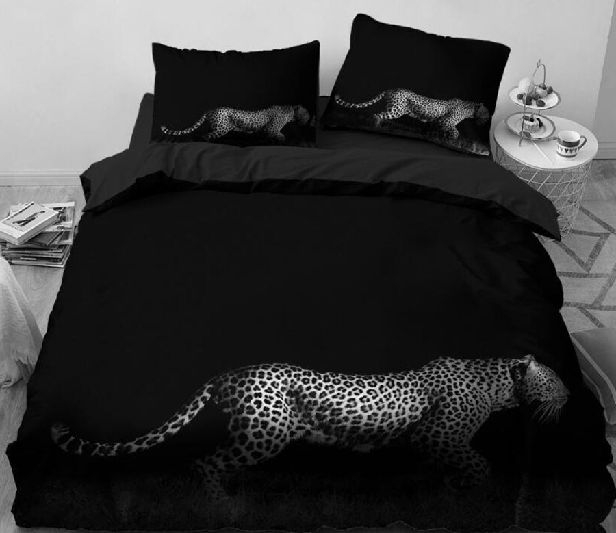 3D Black And White Leopard Side  049 Bed Pillowcases Quilt