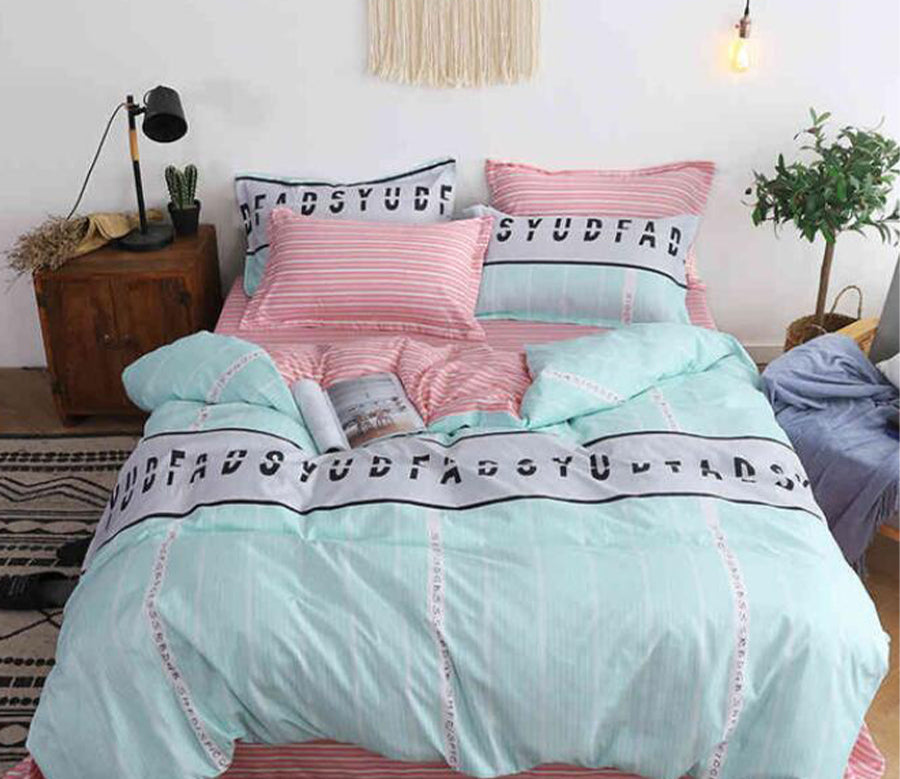 3D Light Green Letter 8117 Bed Pillowcases Quilt