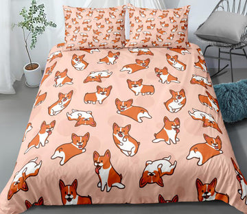 3D Corgi 0052 Bed Pillowcases Quilt
