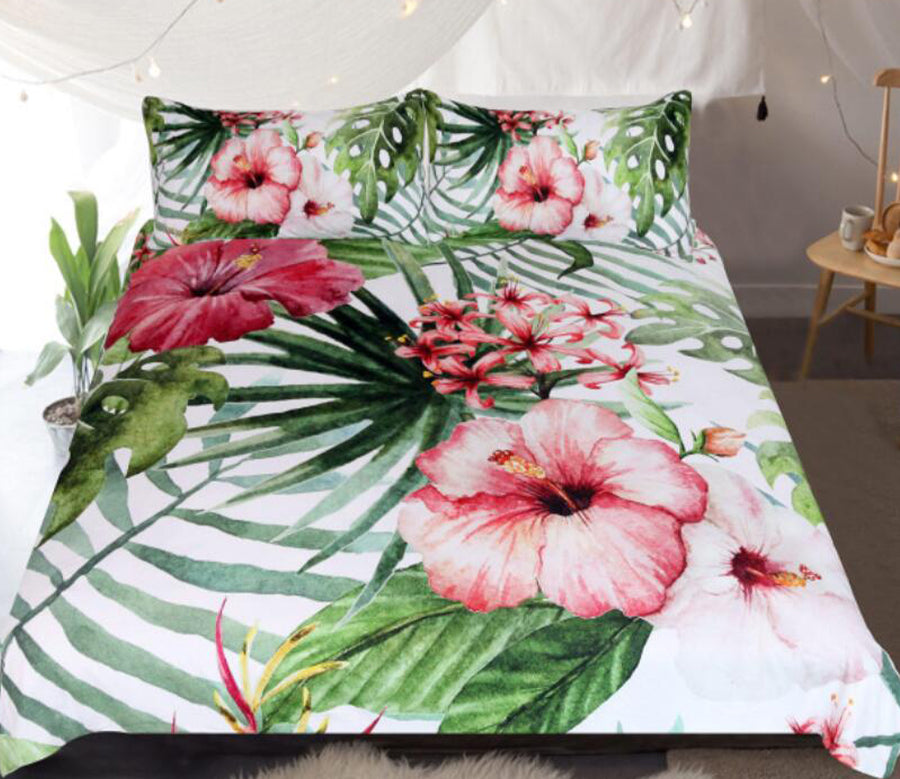 3D Leaf Flower 190 Bed Pillowcases Quilt