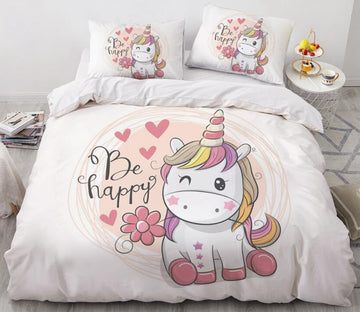 3D Unicorn Love 155 Bed Pillowcases Quilt