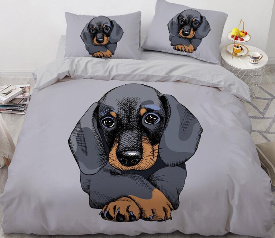 3D Cartoons Dog 55173 Bed Pillowcases Quilt