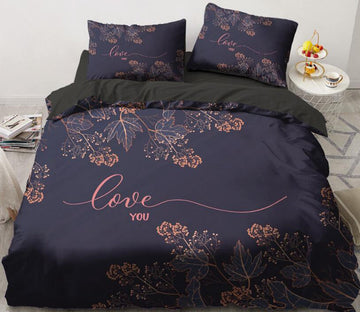 3D Black Background Flower Leaf 5529 Bed Pillowcases Quilt