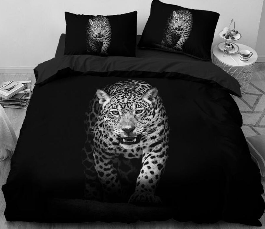 3D Black And White Leopard 047 Bed Pillowcases Quilt