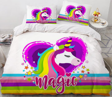 3D Love Rainbow Unicorn 177 Bed Pillowcases Quilt