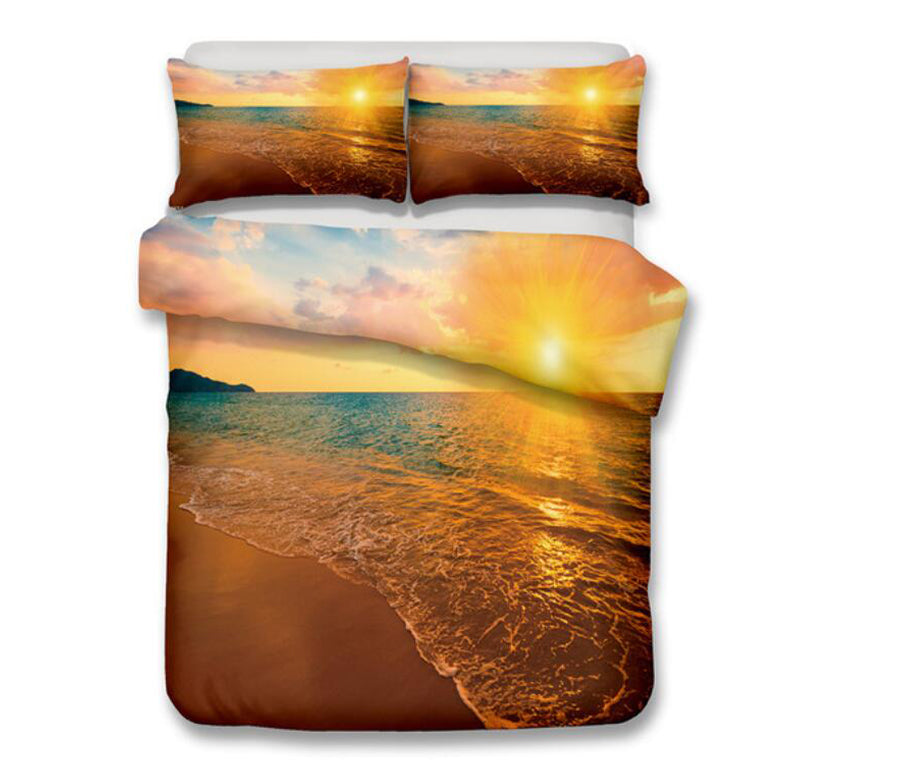 3D Beach Sea Wave 1024 Bed Pillowcases Quilt