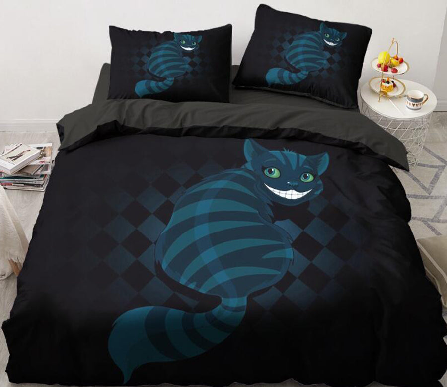 3D Cartoons Smiling Cat Diamond 55180 Bed Pillowcases Quilt