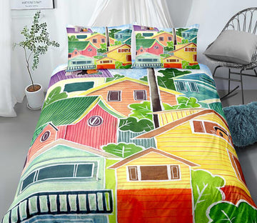 3D Houses 99152 Bed Pillowcases Quilt