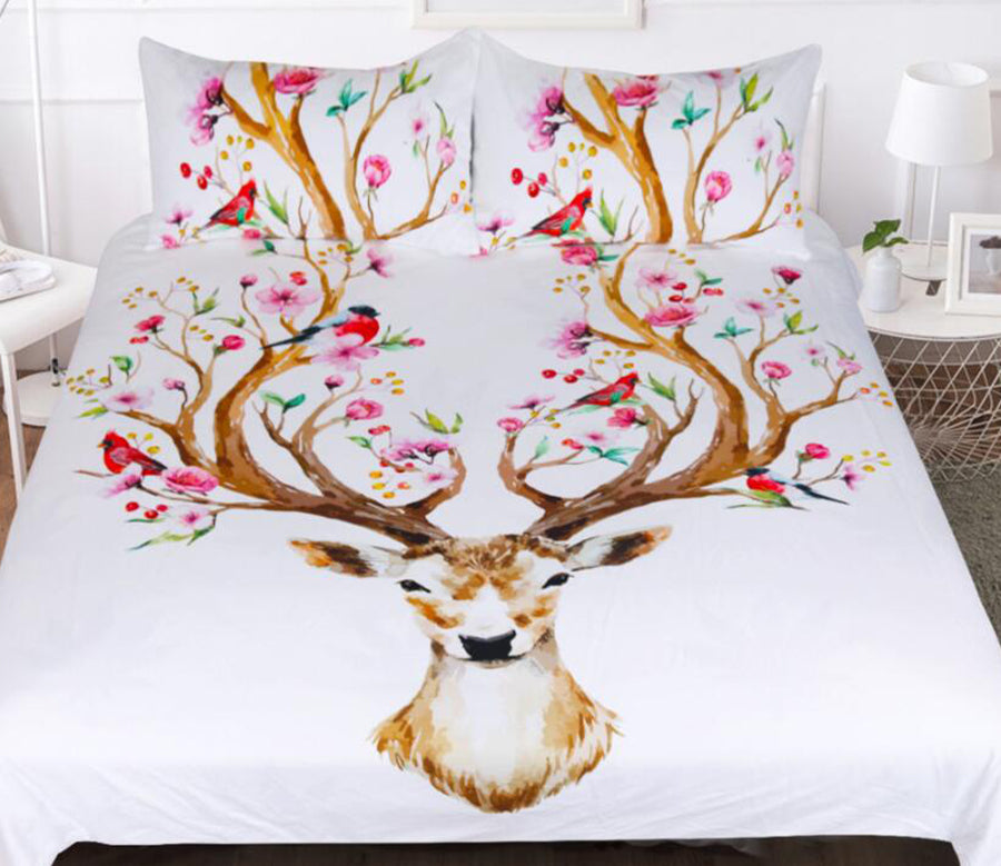 3D Flowers Antlers 1126 Bed Pillowcases Quilt