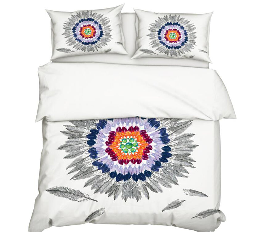 3D Color Feather Circle 11174 Bed Pillowcases Quilt