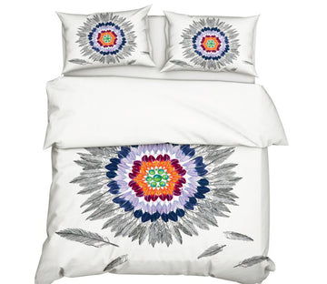 3D Color Feather Circle 11174 Bed Pillowcases Quilt