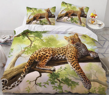 3D Leopard Branches 059 Bed Pillowcases Quilt