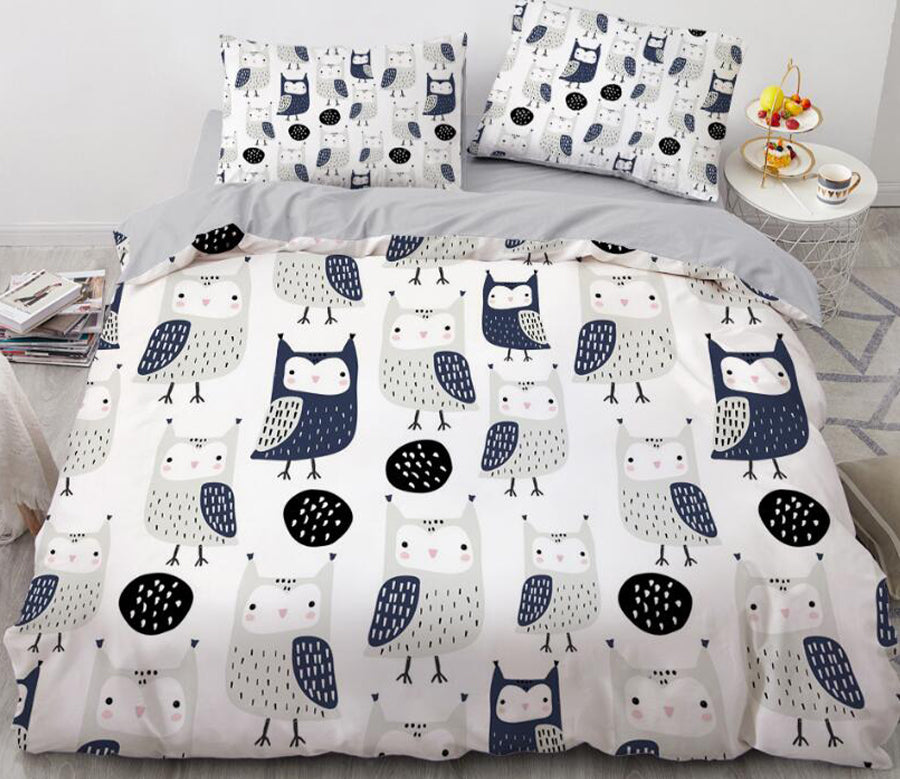 3D Cartoons Owl Point 017 Bed Pillowcases Quilt