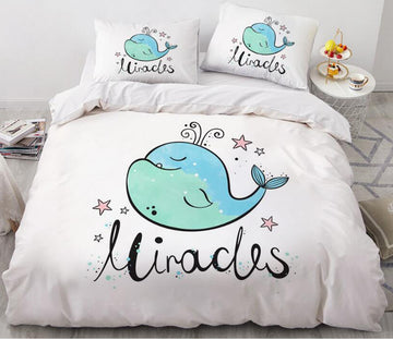 3D Cartoons Blue Green Whale 55148 Bed Pillowcases Quilt