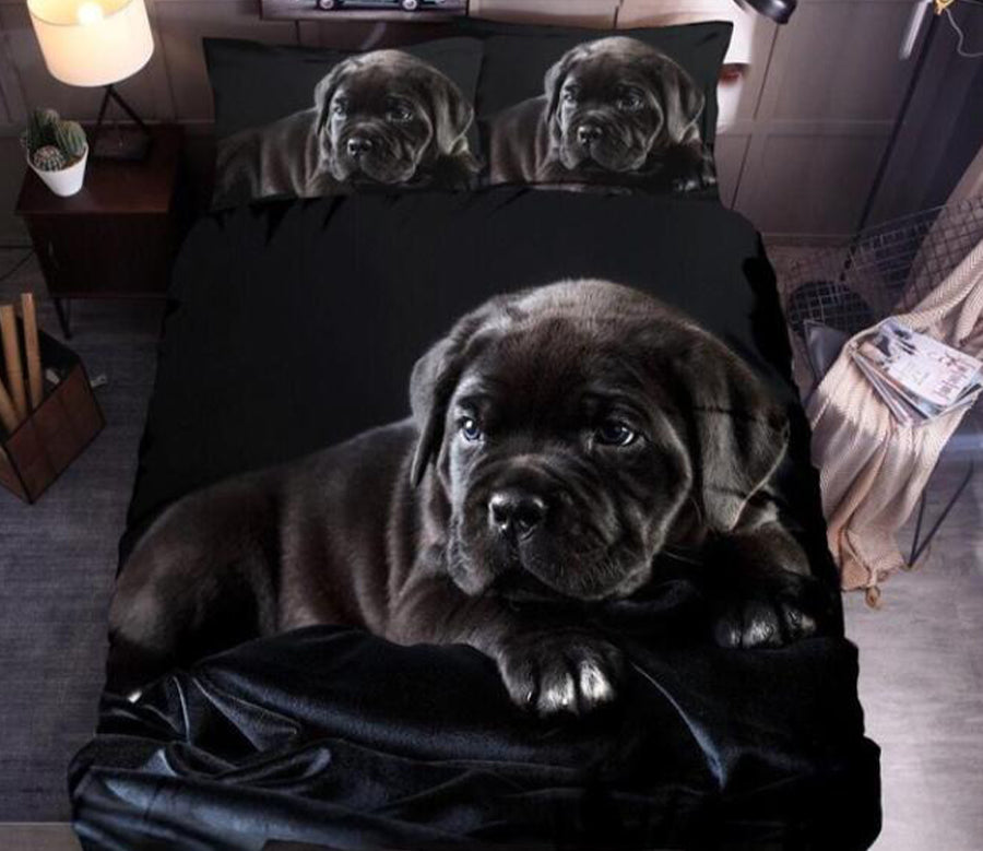 3D Black Little Milk Dog 8061 Bed Pillowcases Quilt