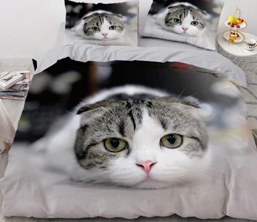 3D Cute Cat 77121 Bed Pillowcases Quilt