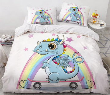 3D Cartoons Rainbow Dinosaur 55131 Bed Pillowcases Quilt