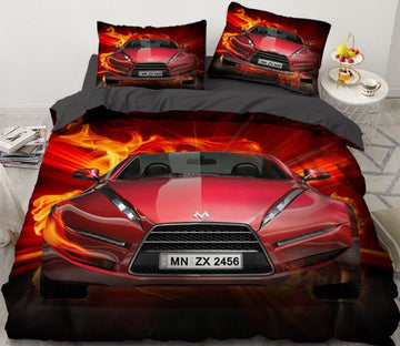 3D Flame Red Car 55110 Bed Pillowcases Quilt