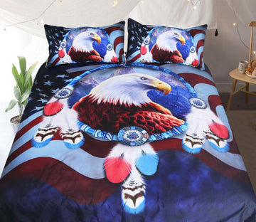 3D Eagle Feather 1030 Bed Pillowcases Quilt