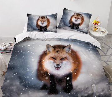 3D Fox Snowflake 8016 Bed Pillowcases Quilt