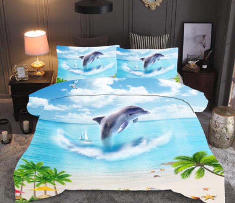 3D Seaside Dolphin 1182 Bed Pillowcases Quilt
