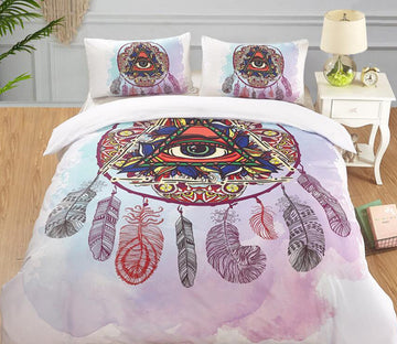 3D All Seeing Eye Feather 1033 Bed Pillowcases Quilt