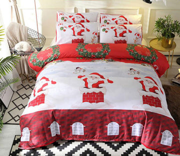 3D Santa Claus 77184 Bed Pillowcases Quilt