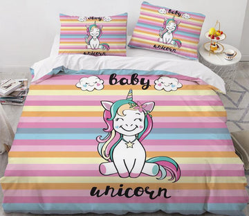 3D Smile Unicorn 178 Bed Pillowcases Quilt