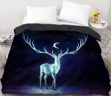 3D Deer Moon Antlers 8859 Bed Pillowcases Quilt