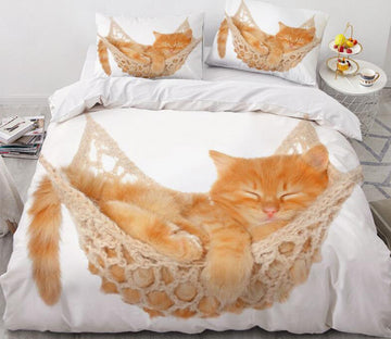 3D Little Orange Cat Sleeping 77113 Bed Pillowcases Quilt