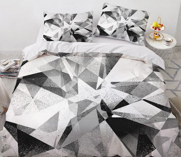 3D Black Gray Triangle 7774 Bed Pillowcases Quilt