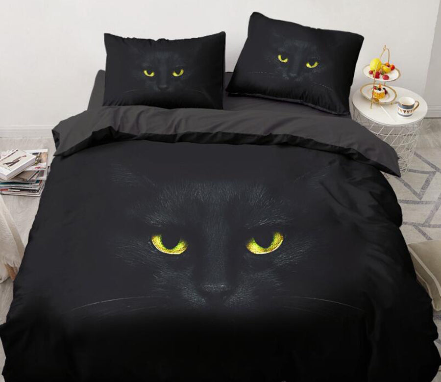 3D Black Cat 77125 Bed Pillowcases Quilt