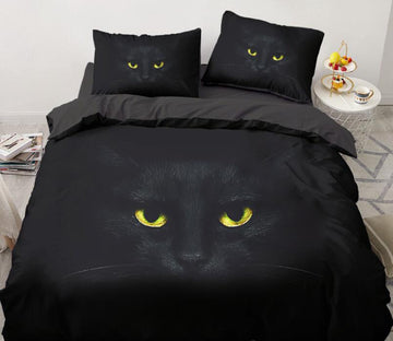 3D Black Cat 77125 Bed Pillowcases Quilt