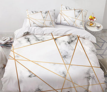3D Golden Lines 9073 Bed Pillowcases Quilt