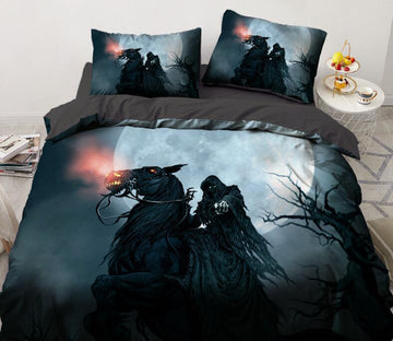 3D Moon Dark Horse 7742 Bed Pillowcases Quilt