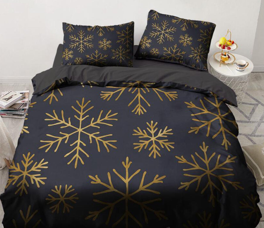 3D Black Snowflake 9160 Bed Pillowcases Quilt