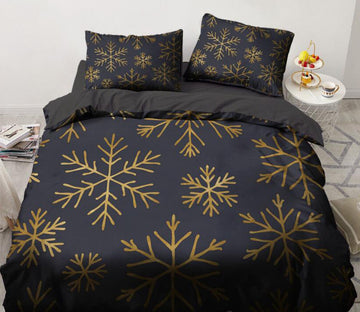3D Black Snowflake 9160 Bed Pillowcases Quilt