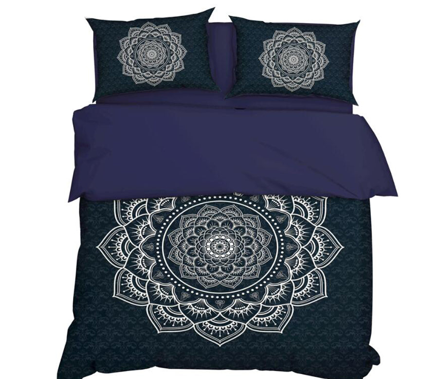 3D Black Background White Pattern 11166 Bed Pillowcases Quilt