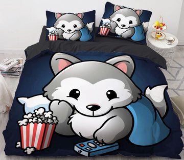 3D Cartoons Dog Popcorn 8830 Bed Pillowcases Quilt