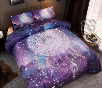 3D Purple Starry Sky Dreamcatcher 9970 Bed Pillowcases Quilt