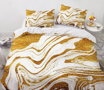3D Golden Streamline 7772 Bed Pillowcases Quilt