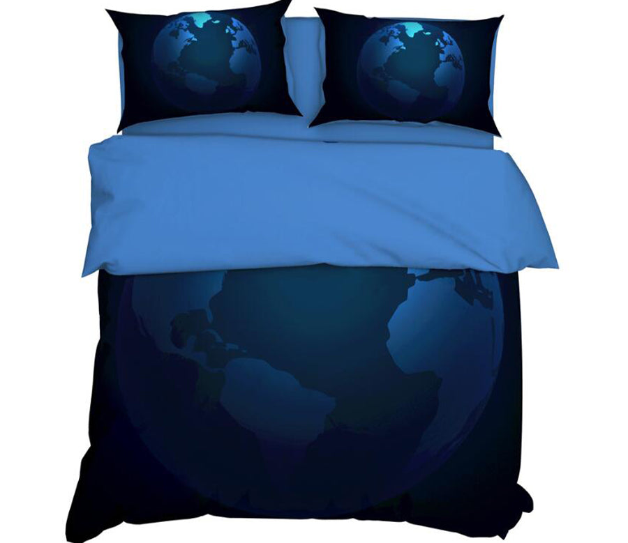 3D Dark Blue Planet 11118 Bed Pillowcases Quilt
