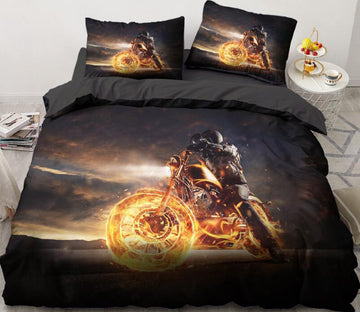 3D Firelight Motorcycle 55112 Bed Pillowcases Quilt