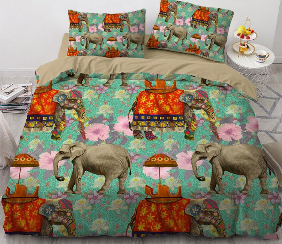 3D Elephant Flower 88188 Bed Pillowcases Quilt