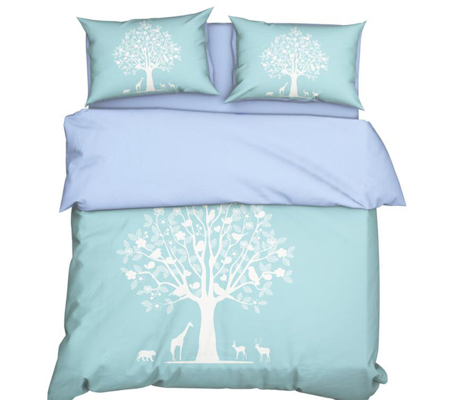 3D Light Green Background White Tree 11167 Bed Pillowcases Quilt