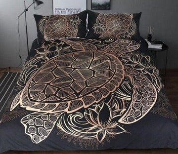 3D Golden Turtle 66112 Bed Pillowcases Quilt