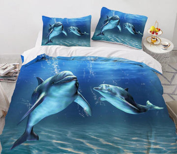 3D Seabed Dolphin 77142 Bed Pillowcases Quilt