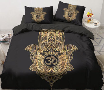 3D Gold Hand Of Fatima 5568 Bed Pillowcases Quilt