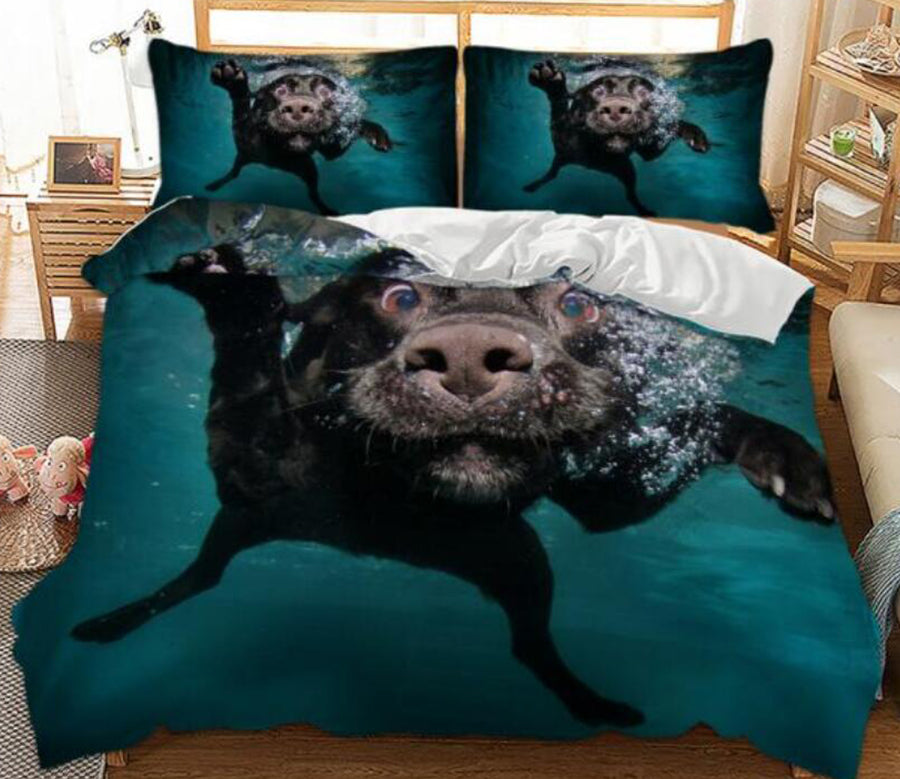 3D Underwater Black Dog 5520 Bed Pillowcases Quilt