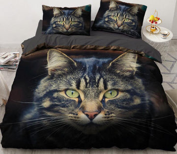 3D Tabby Cat Head 77124 Bed Pillowcases Quilt